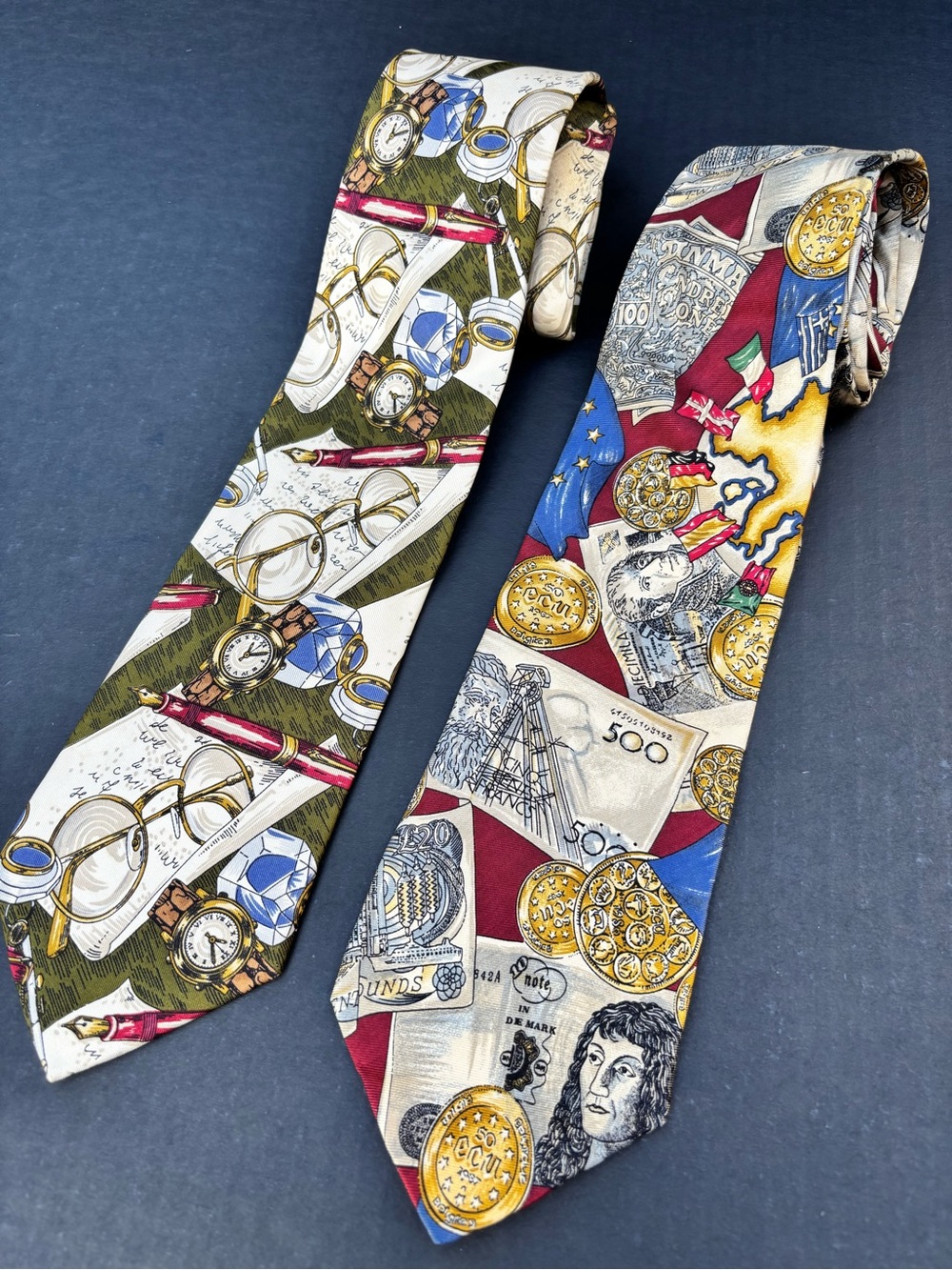 Vintage BOSS Hugo Boss Novelty Ties Set of 2 Designer Neckties